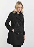 Selen Siyah Kadın Trençkot 25KSL9519
