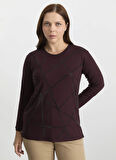 Selen Bisiklet Yaka Taşlı Bordo Kadın Bluz 25KSL8211