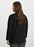 Selen Bisiklet Yaka Taşlı Siyah Kadın Bluz 25KSL8212