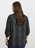 Selen Polo Yaka Leopar Desenli Gri Kadın Bluz 25KSL8225