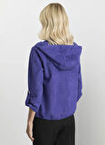 Selen Kapüşon Yaka Fitilli Mavi Kadın Bluz 25KSL8221