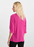 Selen Bisiklet Yaka Düz Pembe Kadın Bluz 25KSL8217