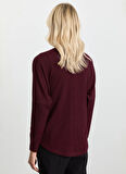 Selen V Yaka Düz Bordo Kadın Bluz 25KSL8219