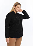 Selen Kapüşon Yaka Troklu Siyah Kadın Bluz 25KSL8249
