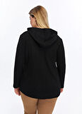 Selen Kapüşon Yaka Troklu Siyah Kadın Bluz 25KSL8249