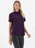 Selen Balıkçı Yaka Düz Mor Kadın Bluz 25KSL8250
