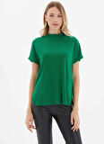 Selen Balıkçı Yaka Düz Yeşil Kadın Bluz 25KSL8250