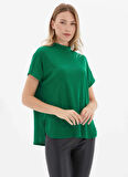 Selen Balıkçı Yaka Düz Yeşil Kadın Bluz 25KSL8250