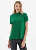 Selen Balıkçı Yaka Düz Yeşil Kadın Bluz 25KSL8250