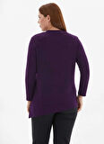 Selen Yuvarlak Yaka Düz Mor Kadın Bluz 25KSL8257