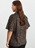 Selen Degaje Yaka Leopar Desenli Kahve Kadın Bluz 25KSL8270