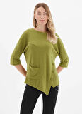 Selen Bisiklet Yaka Düz Yeşil Kadın Bluz 25KSL8217