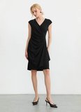 Selen Siyah Kadın Kruvaze Yaka Standart Fit Elbise 26YSL7826