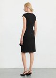 Selen Siyah Kadın Kruvaze Yaka Standart Fit Elbise 26YSL7826