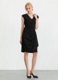 Selen Siyah Kadın Kruvaze Yaka Standart Fit Elbise 26YSL7826