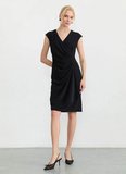 Selen Lacivert Kadın Kruvaze Yaka Standart Fit Elbise 26YSL7826