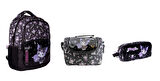 KUROMİ Görselli Okul Sırt Çantası 2734 Lila Siyah (3 LÜ SET)