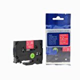 Tonersepeti TZe-435 12mm Kırmızı üzerine Beyaz Laminasyonlu Muadil Etiket