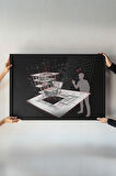 Architectural Blueprint Çerçeveli Tablo – Üç Boyutlu Mimari Çizim – Modern Kavramsal Dekor 30x42 cm