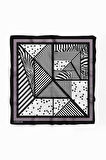 Kadın Sİyah Beyaz Square Star Desenli 50x50 Bandana