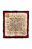 A29 Kadın Kiremit Ekru African Desenli 50x50 Bandana