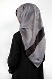 Twill Kazayaklı Şerit Desenli Siyah Renkli 90x90 Eşarp (İpek İçermez) Dikim Şekli : El Dikişi