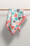 Kadın Pembe  Mavi Kalp Desenli 50x50 Bandana HYL DG0546-22