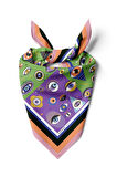 E55 Kadın Mor Yeşil Göz Desenli 50x50 Bandana HYL DG01673-22