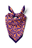 Kadın Mor Turuncu Basil Desenli 50x50 Bandana HYL DG0801-22