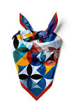 D75 Kadın Çok Renkli Suluboya Daire Desenli 50x50 Bandana HYL DG0796-22