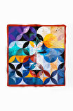 D75 Kadın Çok Renkli Suluboya Daire Desenli 50x50 Bandana HYL DG0796-22
