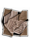 Twill Zigzag Desenli Bej Renkli 90x90 Eşarp (İpek İçermez) Kenar Dikiş Şekli El Dikişli