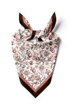 F94 Kadın Kahverengi Burgeon Desenli 50x50 Bandana HYL DG0942-22