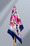 G54 Kadın Pembe Açık Mavi Gelincik Desenli 50x50 Bandana HYL DG0953-22