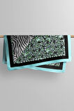 D60 Kadın Yeşil Zebra Desenli 50x50 Bandana HYL DG01431-22