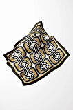 Twill Geometrik Zincir Desenli Siyah Renkli 90x90 Eşarp (İpek İçermez) Kenar Dikiş Şekli El Dikişli