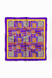 H16 Kadın Mor Sarı Ethnic Patch Desenli 50x50 Bandana