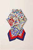 G5 Kadın Lacivert Turuncu Çini Desenli 50x50 Bandana DG0835