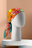 G59 Kadın Kırmızı Fruits Desenli 50x50 Bandana DG01456-22