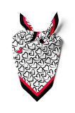 B57 Kadın Kırmızı Beyaz Sİyah Heart Desenli 50x50 Bandana