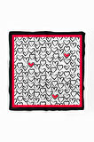 B57 Kadın Kırmızı Beyaz Sİyah Heart Desenli 50x50 Bandana