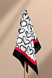 B57 Kadın Kırmızı Beyaz Sİyah Heart Desenli 50x50 Bandana