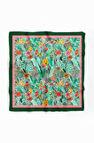 A44 Kadın Yeşil Greenery Desenli 50x50 Bandana HYL DG0720-22