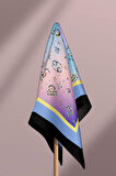 G28 Kadın Mavi Number Desenli 50x50 Bandana HYL DG01418-22