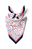 H18 Kadın Kırmızı Kalp Desenli 50x50 Bandana HYL DG0824-22