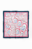 H18 Kadın Kırmızı Kalp Desenli 50x50 Bandana HYL DG0824-22