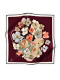 Vissona Bordo Çiçek Desenli İpek Eşarp 583-0026-0004