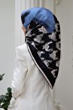 Vissona Tivil İndigo-Lacivert Desenli İpek Eşarp DGN51056-0031-0033