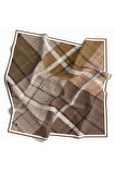 Twill Eskitme Desenli Vizon Renkli 90x90 Eşarp (İpek İçermez) Kenar Dikiş Şekli El Dikişli