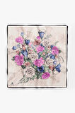 %100 İpek Kadın Desenli Bandana 80x80